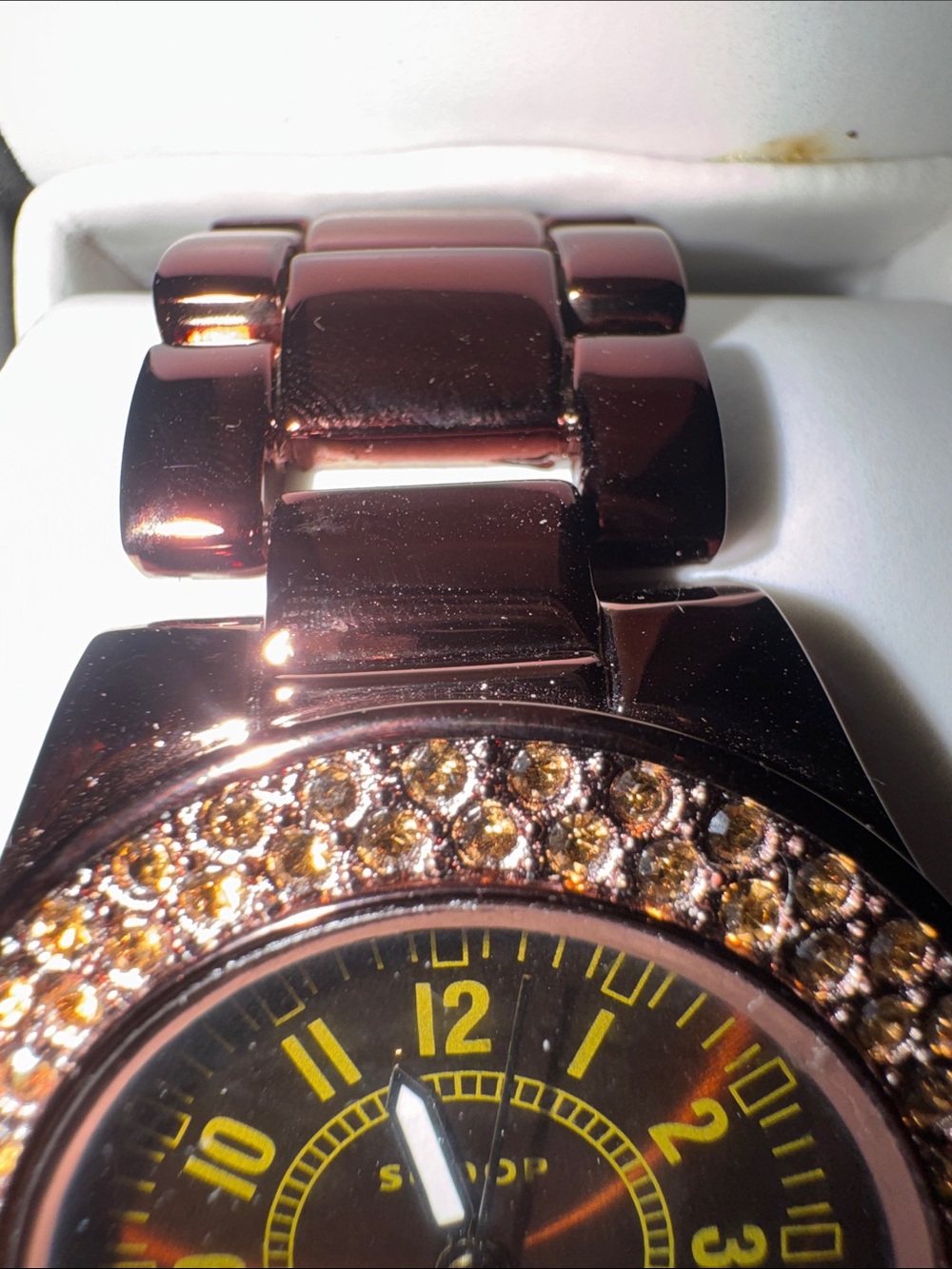 AccuTIME Women's Scoop Quartz Stainless Steel Bracelet Watch with Crystals NEW - Picture 7 of 7